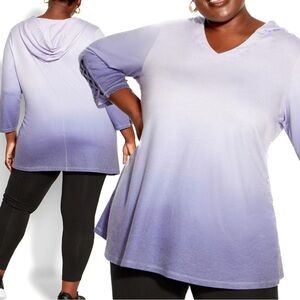 Avenue Lilac Ombre Hood Top Cutout Sleeve Detail Size 18/20 (1X) (R25.5)